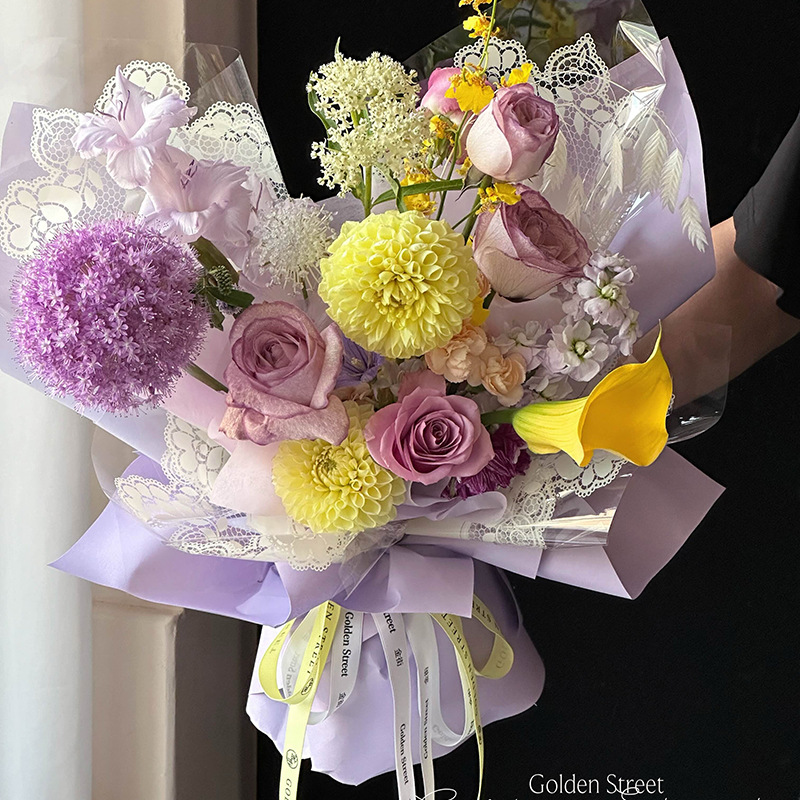 Papel de embalaje de película de gel de mariposa al por mayor engrosado impermeable flor embalaje diy florista encaje papel de envoltura floral