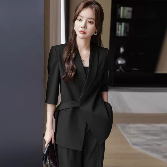 高级感西装套装女秋冬设计感职业装气质女神范休闲西服外套两件套|undefined