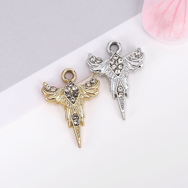 Cross-Border Versatile Angel Feather Accessories Pendant Simple Fashion Alloy Diamond Pendant DIY Jewelry Accessories Material Cross-Border Versatile Angel Feather Accessories Pendant Simple Fashion Alloy Diamond Pendant DIY Jewelry Accessories Material