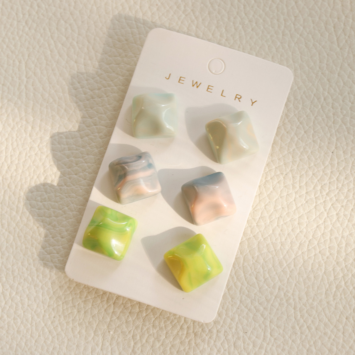 Acrylic Material 1 Set Simple Style Round Square Hollow Out Arylic Ear Studs
