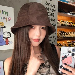 韩系复古褶皱渔夫帽女秋季2025新款休闲百搭时尚素颜遮脸水桶帽子