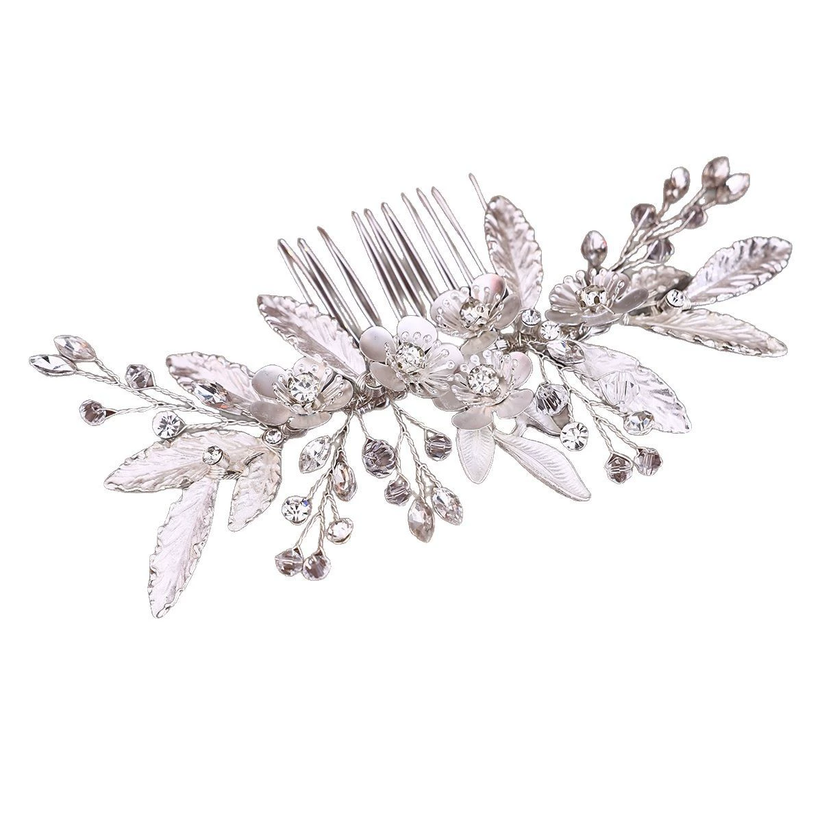 Silver hair accessory for bride handmade, European style, Amazon, flowered