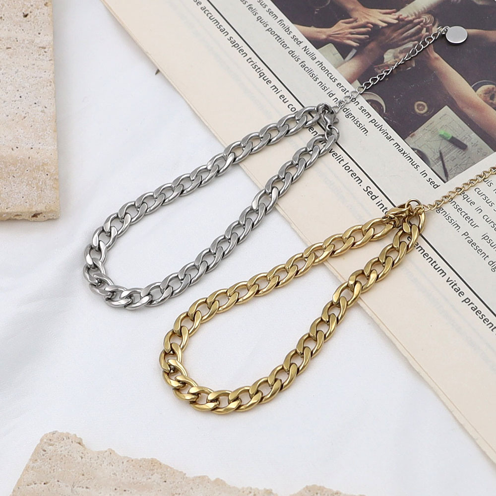 Cross-border hot-selling personalized metal style 18k gold titanium steel jewelry bracelet fashion simple NK chain bracelet does not fade