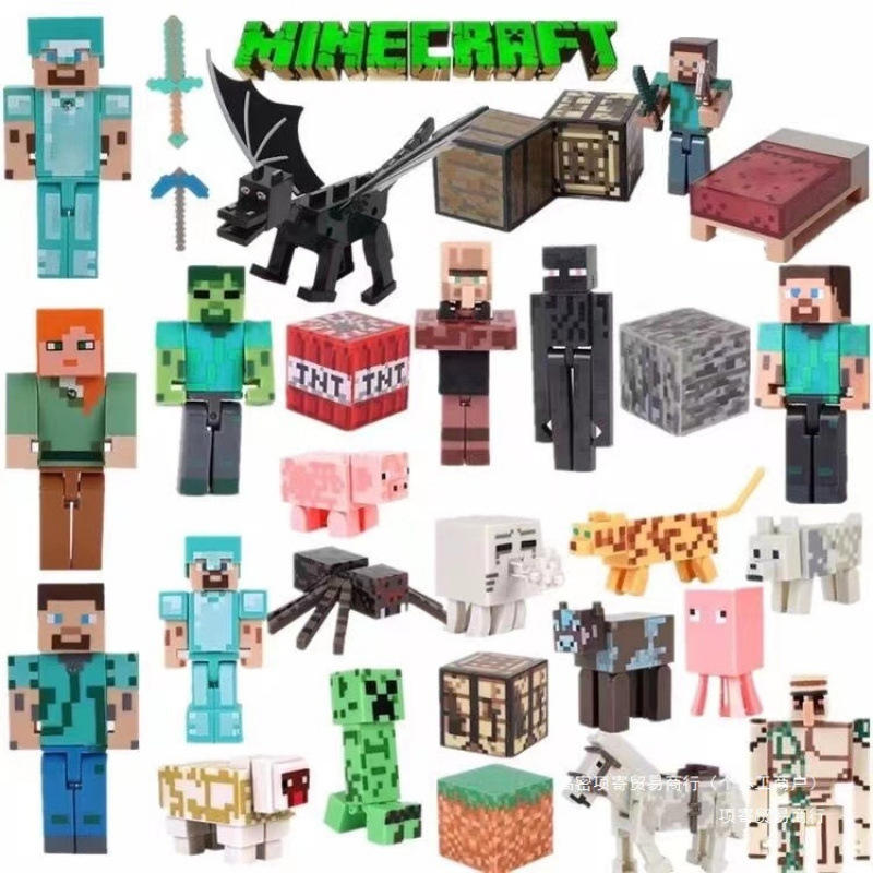 Minecraft Toy Figures, Cake Decorations, Steve and Creeper Model Figures, Building Block Toys, Collectible Figures