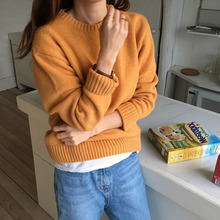 2024早秋新款毛衣女套头长袖休闲圆领纯色学生温柔针织衫女内搭潮