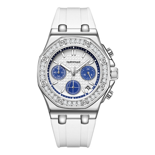 Mark Huafei Brand Women's Multifunction Timing Waterproof Three-Pointer Diamond-Embedded Elegant Quartz Watch