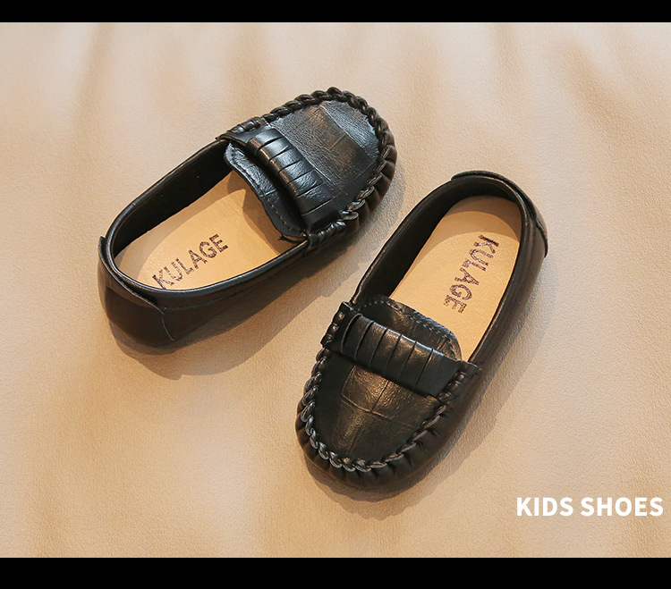 One Step Small Leather Soft Sole Versatile Single Boys and Girls Casual Bean Children's Shoes_voghion.com