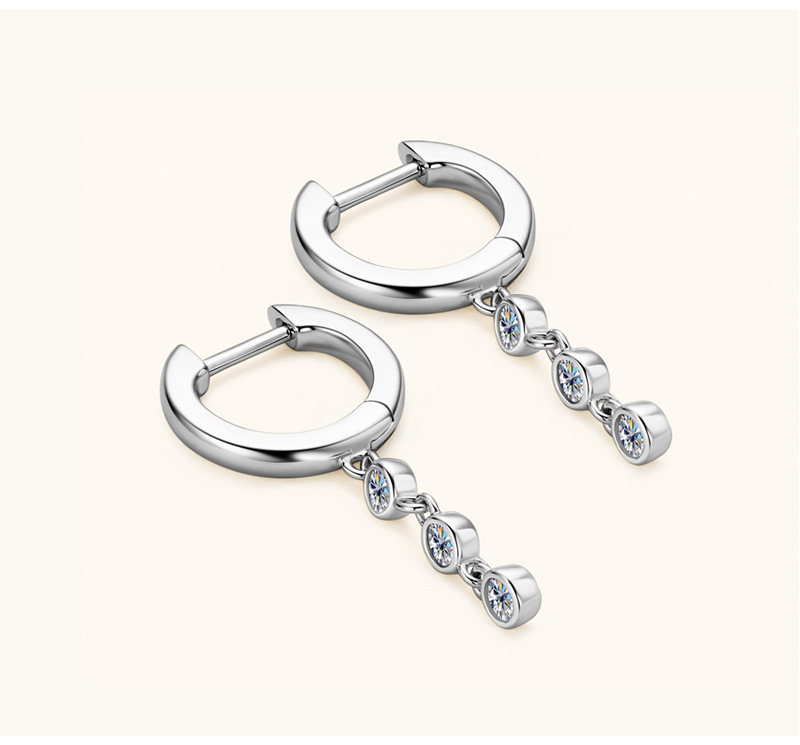Daily Occasion 925 Sterling Silver Material 1 Pair 925 Sterling Silver Moissanite Geometric Drop Earrings