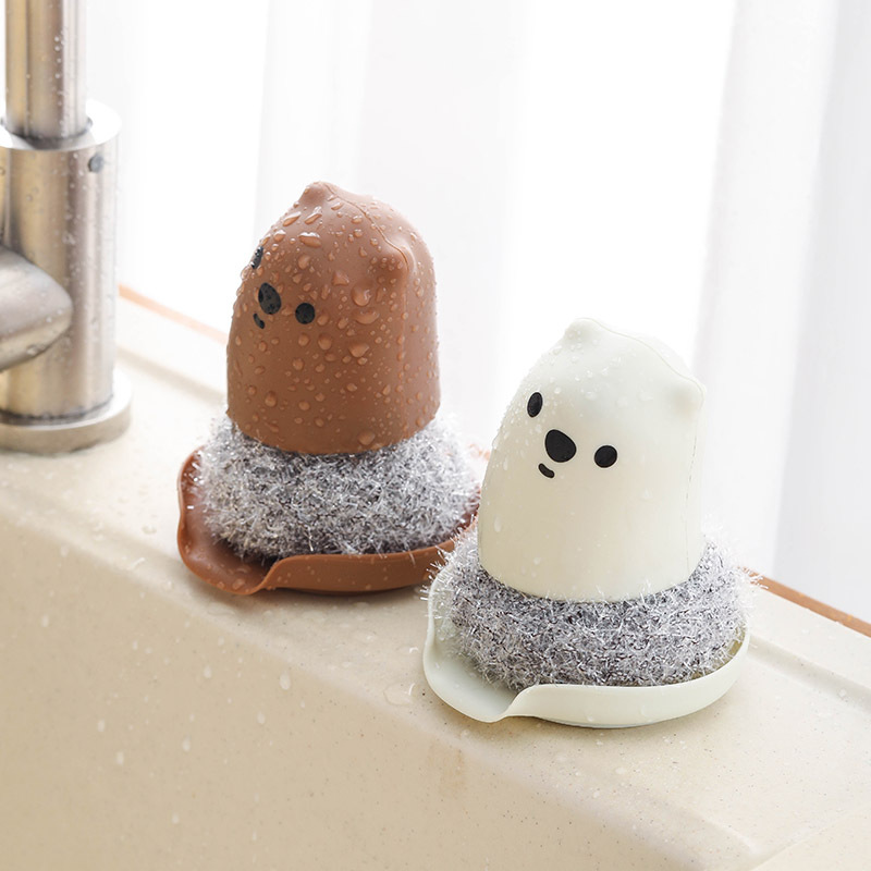 Acrílico de seda de mano reemplazable olla cepillo de lavado fregadero de la cocina lavabo olla tazón de limpieza de alambre de acero bola cepillo al por mayor