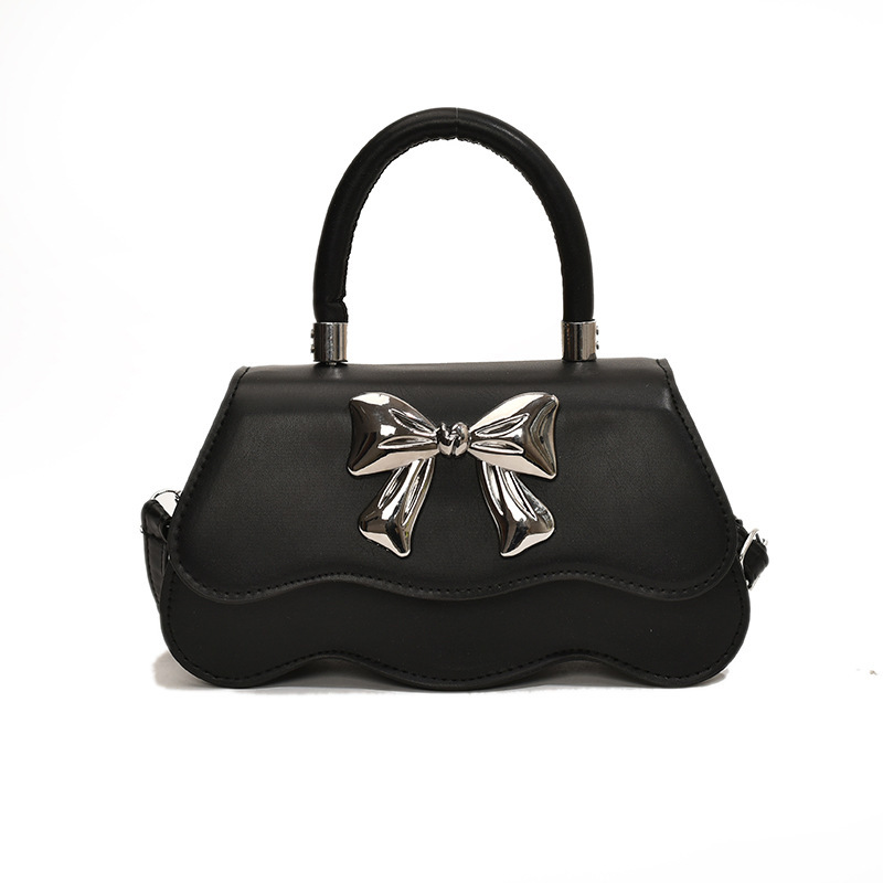 Bolso cuadrado pequeño popular de este año 2024 bolso de principios de primavera, bolso de hombro con lazo, bolso de mensajero de color sólido lindo, bolso femenino