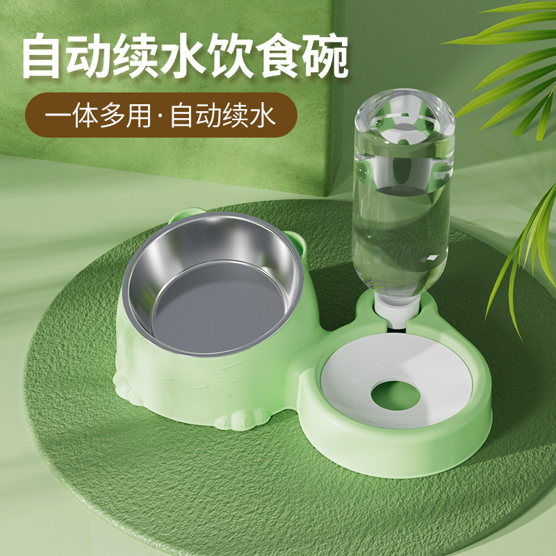 猫碗双碗陶磁器自動飲用水犬碗犬食盆ステンレス猫盆ペット水ペット用品|undefined