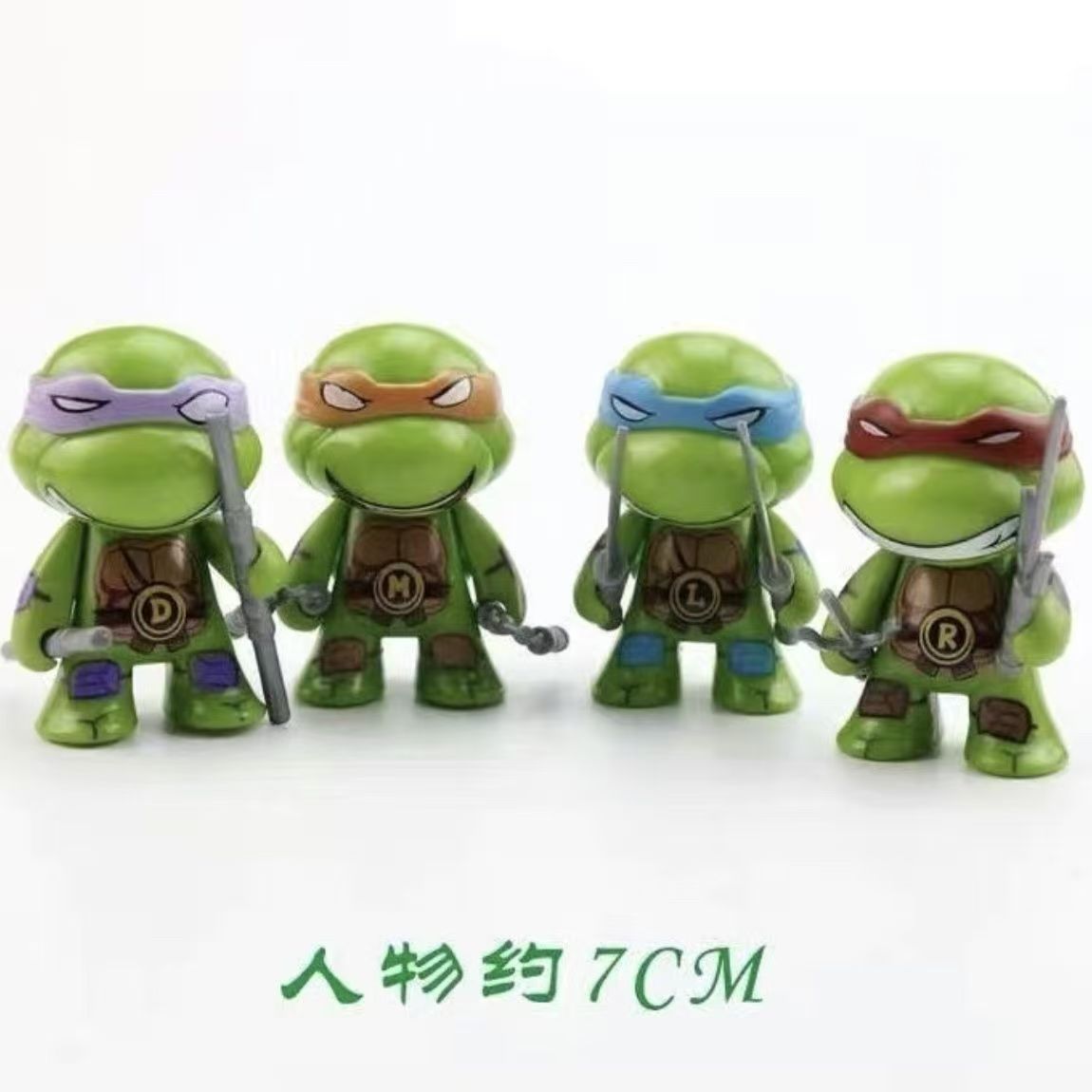 (2개) 국경 핸드 헬드 귀여운 Q 버전 4 닌자 거북이 창조적 인 자동차 장식품 인형 자동차 장식