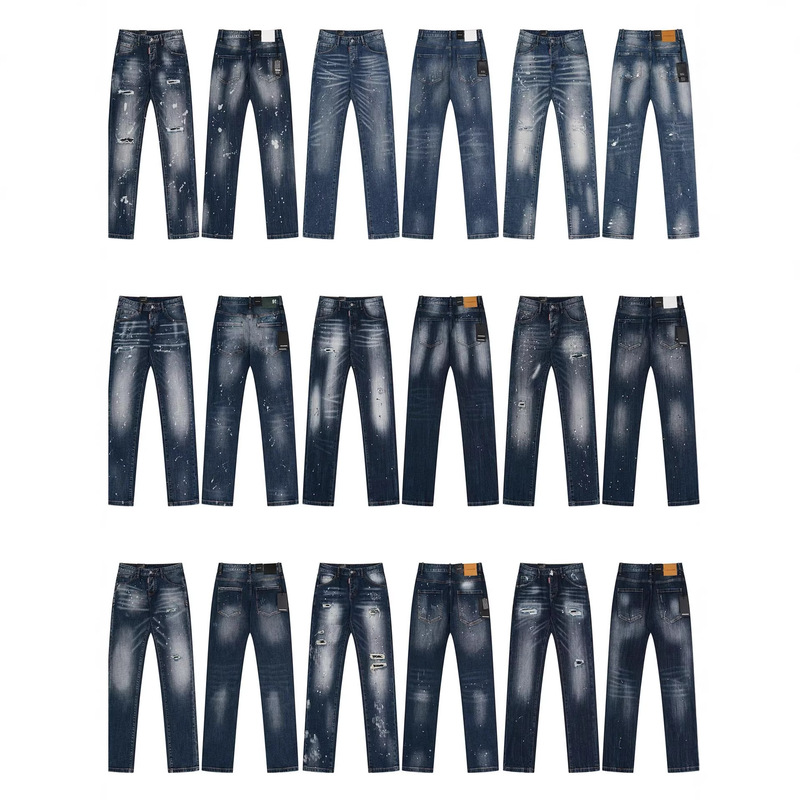 Cross-Border Foreign Trade Dsquared2 Slim-Fit Skinny Jeans American Fashion Brand European and American Style Washed Vintage Distressed Trendy Jeans