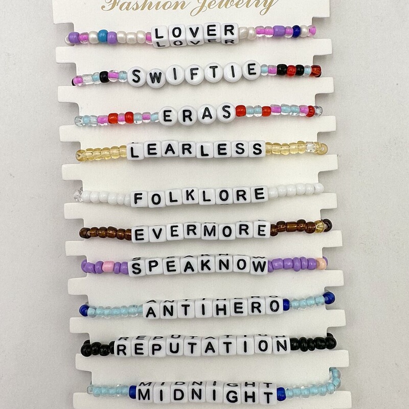 Cross-border new Taylor Swift anti-hero Mi Zhu elastic English letter LOVE Friendship Beach