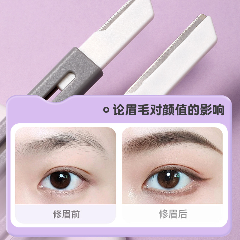 Cuchillo de cejas de doble corte LMLTOP 2 paquetes de afeitadora de cejas de malla macro portátil telescópica y retráctil JJF03