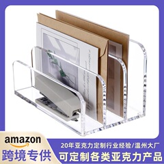 アマゾンアクリルファイルメールデスクトップ収納棚3つの部屋台形透明デスクトップレター整理器