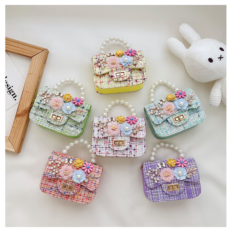 Children's One-shoulder Diagonal Bag Pearl Portable Coin Purse Bear Bow Cute Accessory Bag Wholesale display picture 1