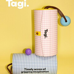 Tagi. 想象机灵信号面料多层旋转提手便携mini首饰盒高级化妆包女