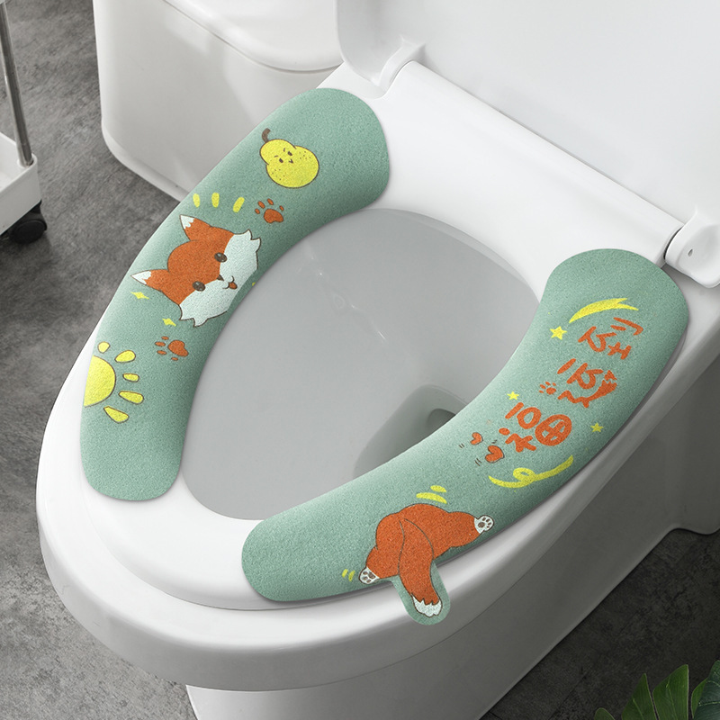 Four-season universal toilet seat cushion, household adhesive toilet seat cover with cute design, waterproof mat for summer
