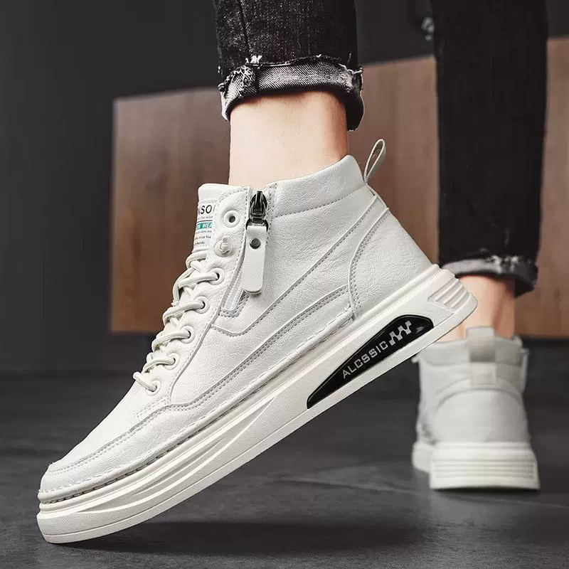 Модные мужские кроссовки на высокой подошве для весны и осени 2025 года, новые спортивные белые кеды, универсальные повседневные туфли для увеличения роста для студентов