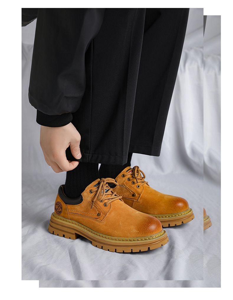 British Men's Leather Chukka Boots Thick Sole Comfortable Shoes_voghion.com