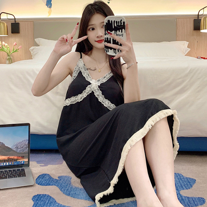 2024 pijama de verano damas cojín de pecho vestido de cabina pijama de verano lindo dulce dibujos animados ropa para el hogar al por mayor