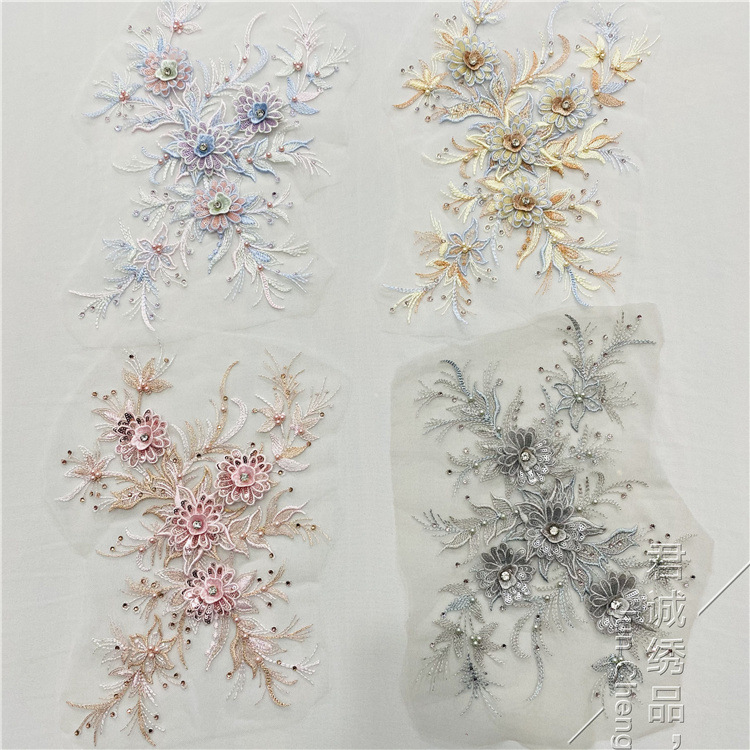 春夏烫钻立体蕾丝刺绣汉服diy服装服饰花边辅料布贴3d贴花补丁