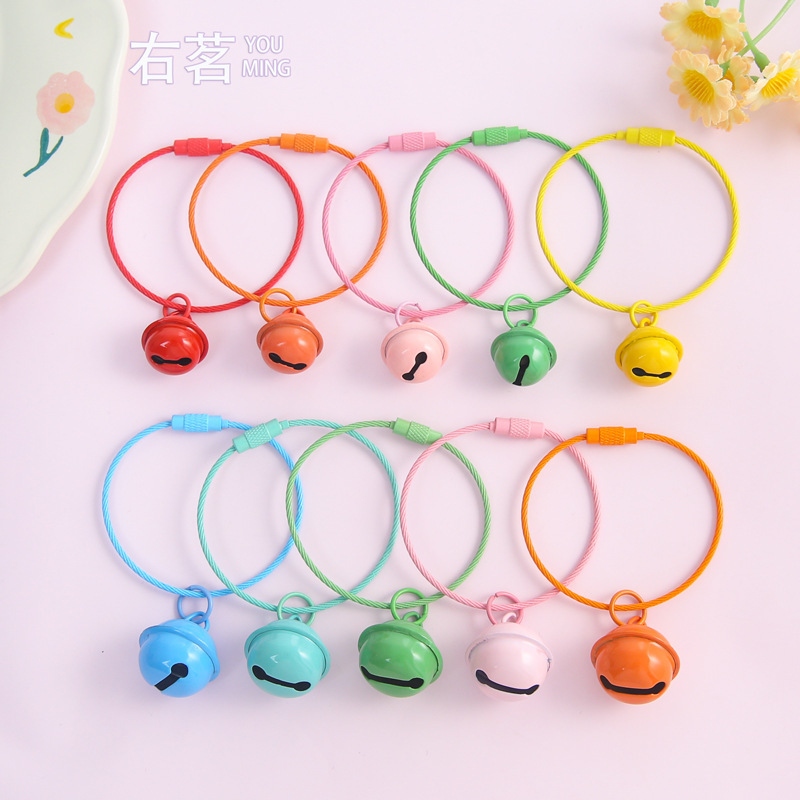 Creative Colorfulful Bell Keychain Painted Steel Wire Ring Bag Pendant DIY Handmade Jewelry Accessories Material Wholesale