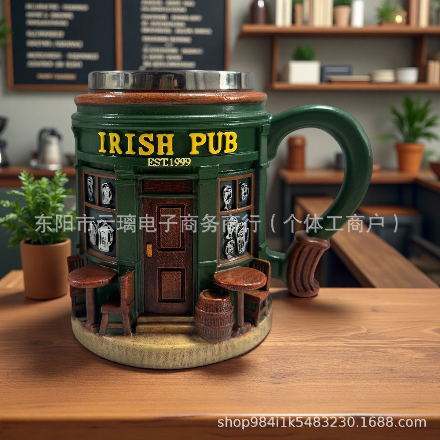 Nuevos productos de taza transfronteriza, estaciones independientes, nuevos productos de resina de barra irlandesa con forro interno, adornos de taza