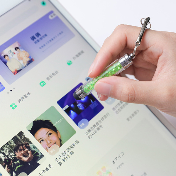 Crystal pendant capacitive pen stylus bullet stylus pen with dust…