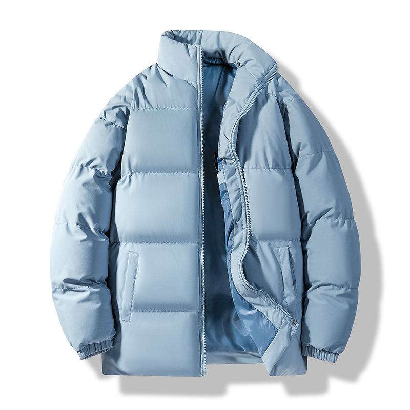 Algodón de color sólido para hombres 2024 nueva ropa de algodón de invierno pareja coreana chaqueta de pan de algodón chaqueta de invierno ligera al por mayor