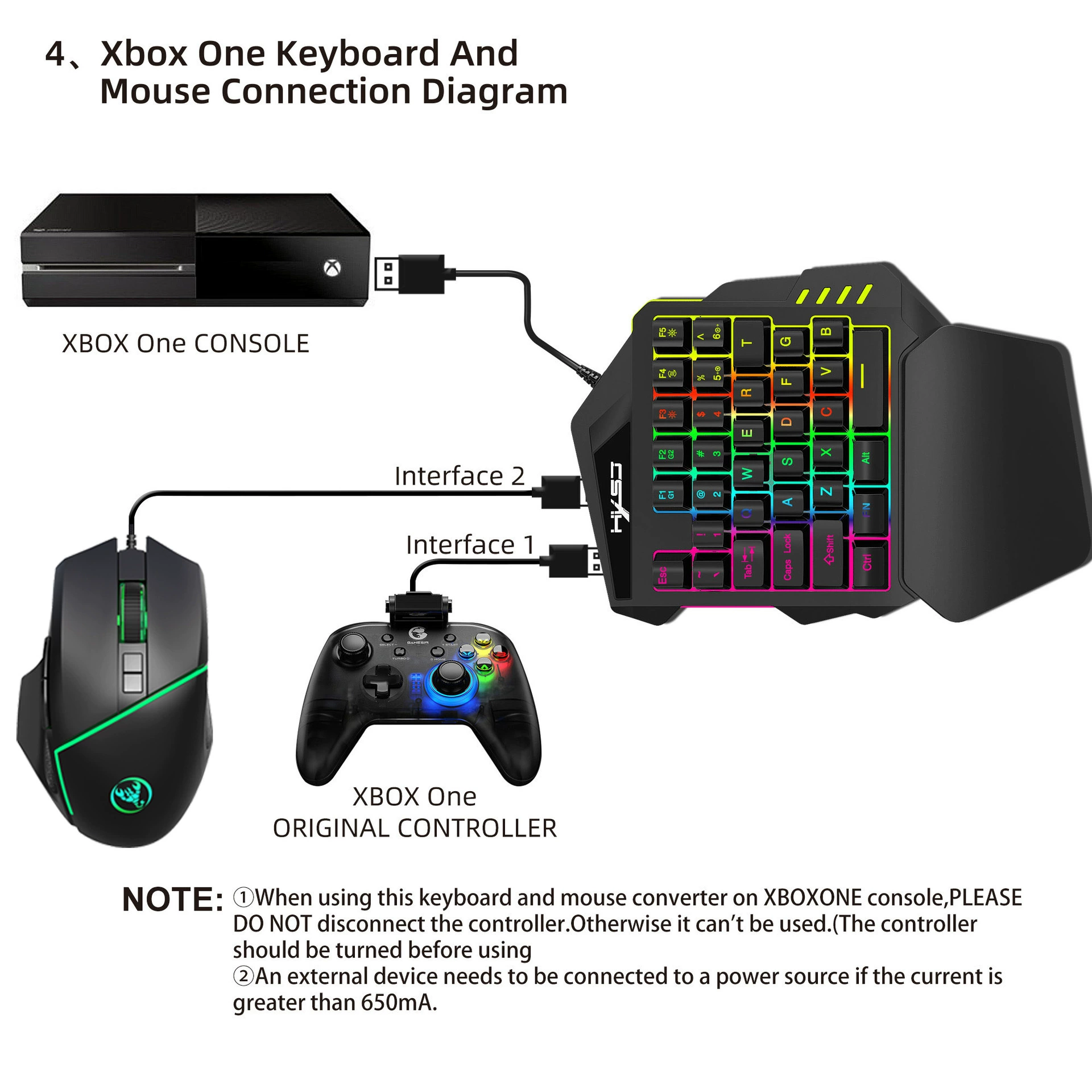 Клавиатура и мышь игровая машина, встроенный конвертер, поддерживает PS3 PS4 Xbox 360, Xbox One, Switch