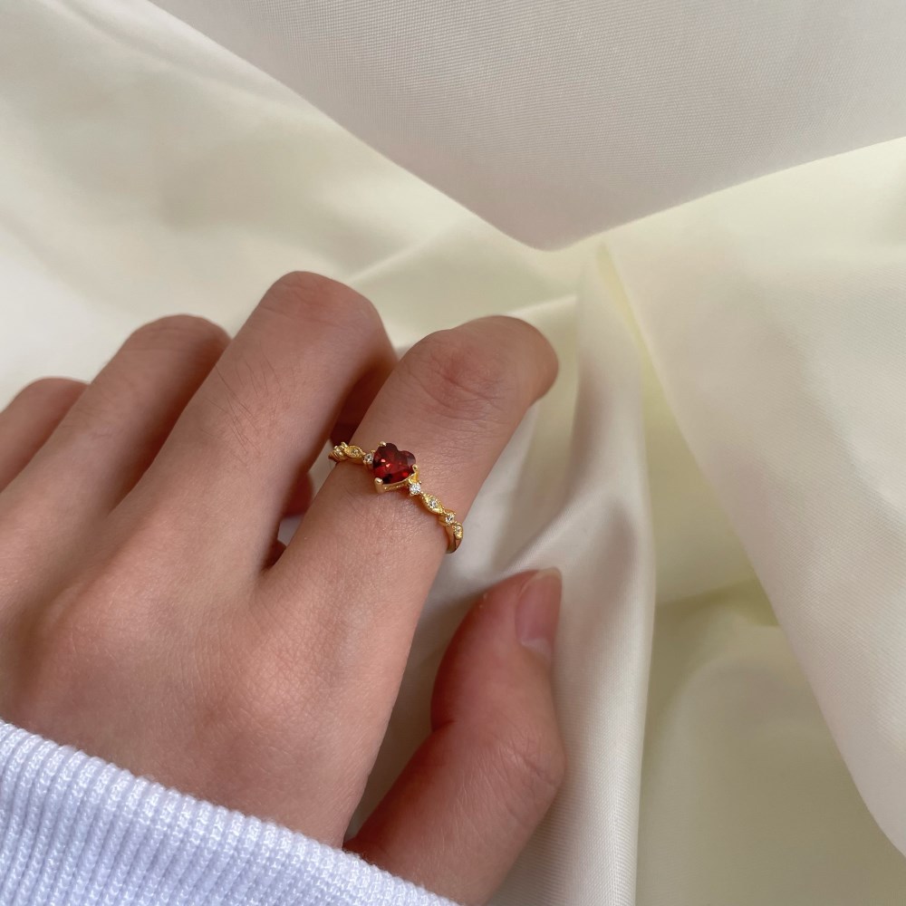 Fashion Heart Shape Silver Plating Inlay Zircon Open Ring 1 Piece