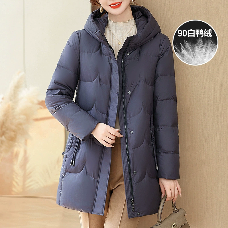 2024 мама пуховик средней и длинной с капюшоном