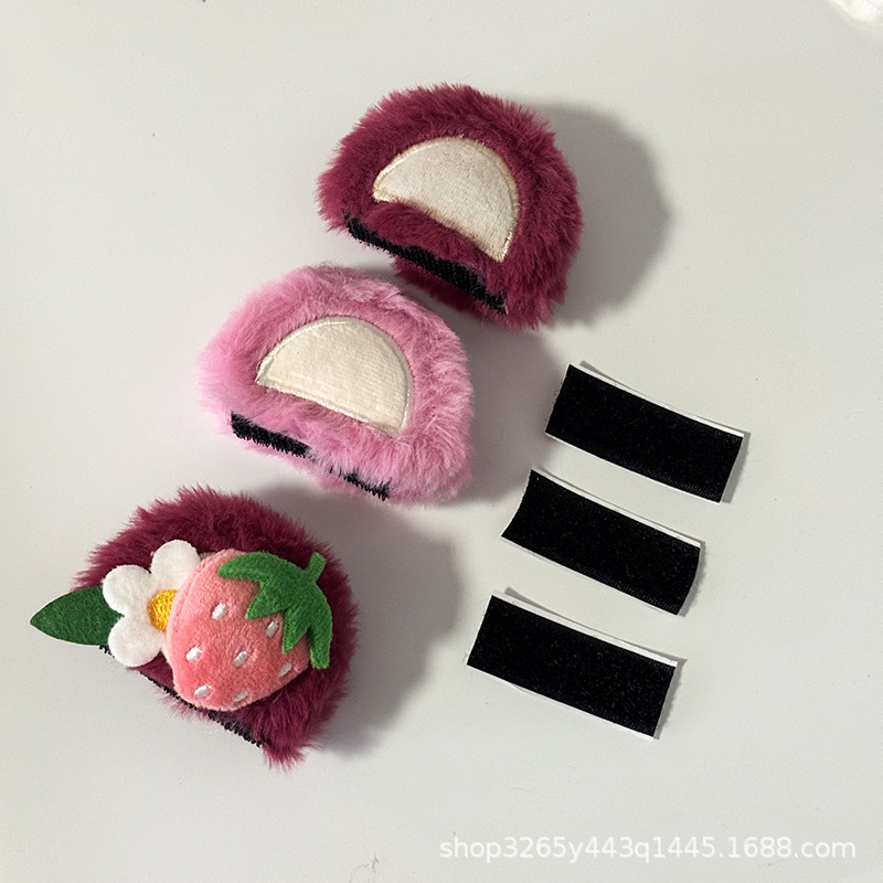 Helmet Decoration Cat Ears Electric Car Motorcycle Accessories Strawberry Bear Plush Ski Helmet Animal Ears Universal Removable