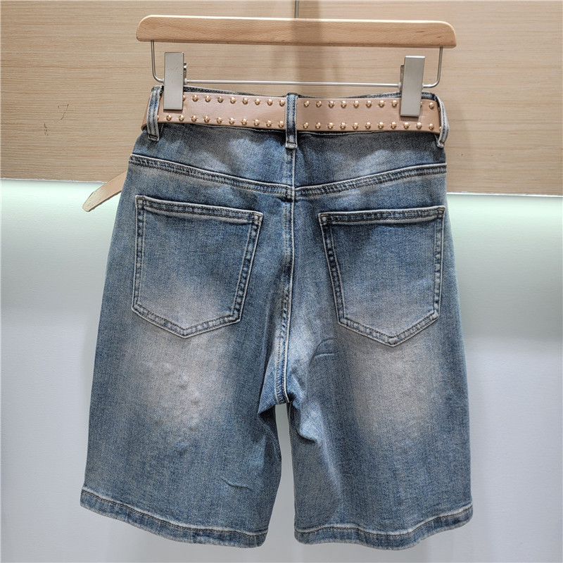 Bermudas de Mezclilla para Mujer Elásticas con Bordado para Verano image 2