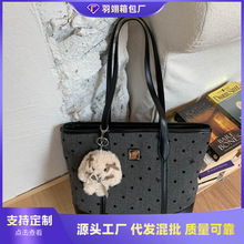 跨境时尚波点印花手提包大容量百搭单肩包上班通勤逛街女士托特包