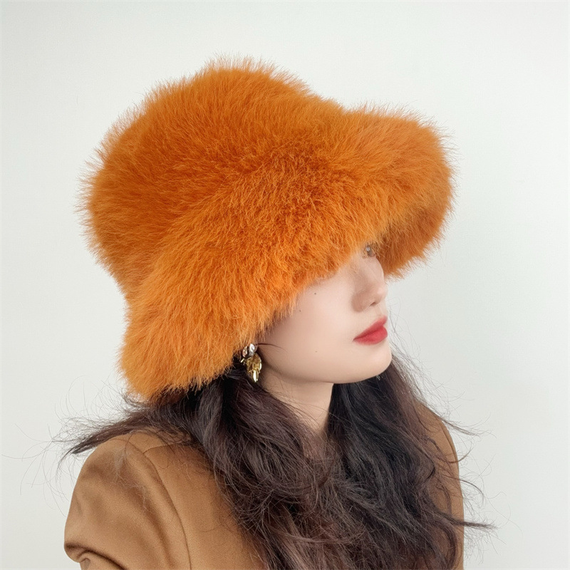 Lyxig vinter bucket hat i fuskpäls unisex_voghion.com
