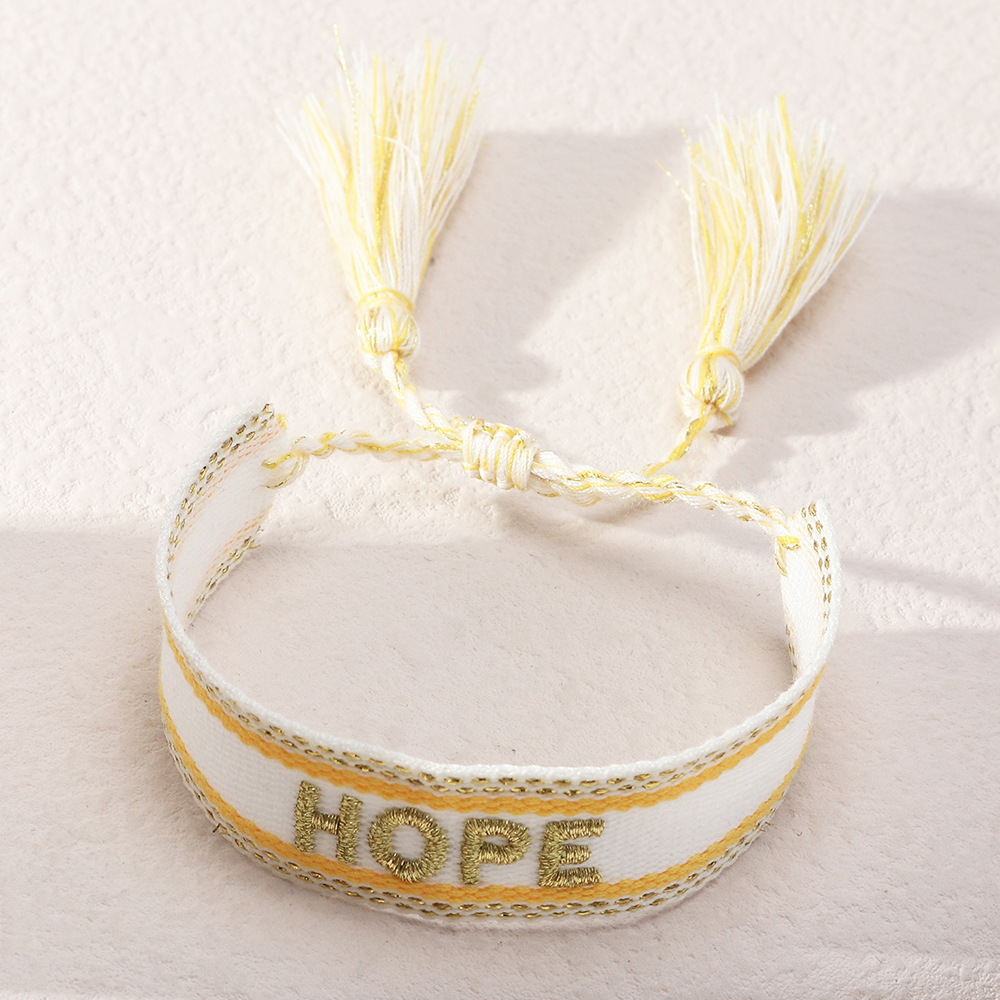 Ethnic Trend Hand-woven Retro Embroidery Love Letter Tassel Hand Rope Bracelet display picture 13