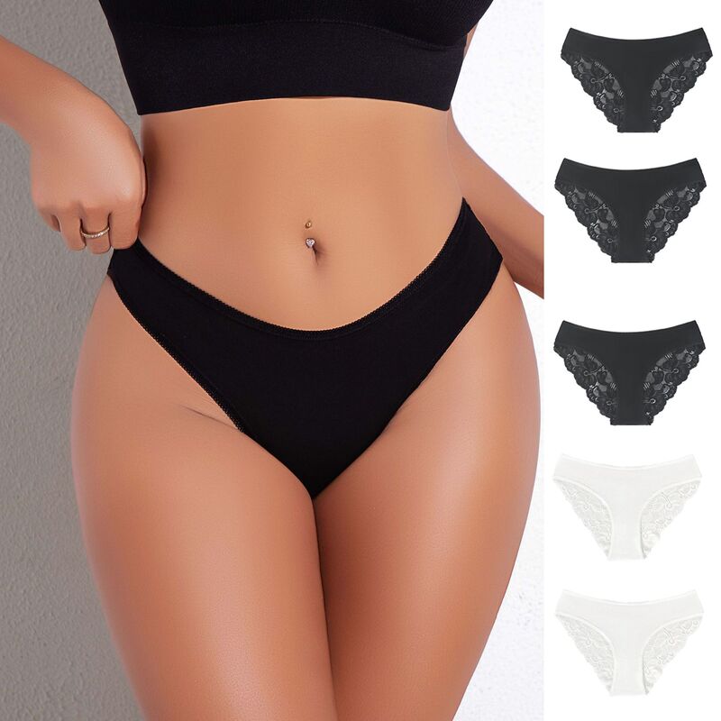 Foreign Trade New Women's Underwear Lace Floral Edge See-Through Breathable Half-Covering Hip-Supporting Comfortable Briefs Manufacturer