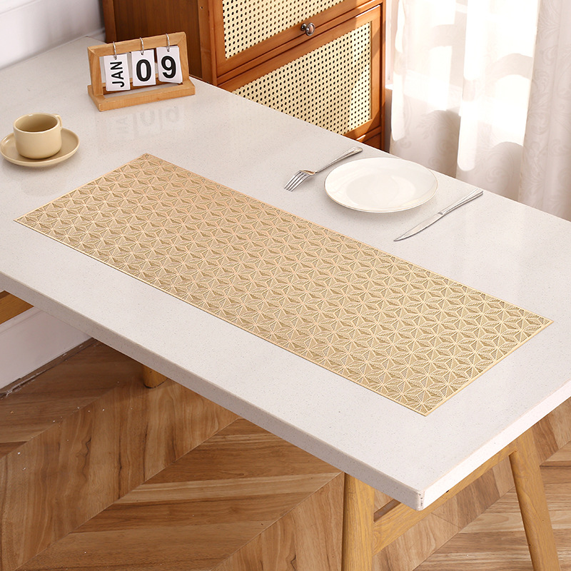 Alfombrilla de mesa con patrón de ángulo hexagonal, rectangular irregular, mantel de PVC impermeable y a prueba de aceite, mantel simple y ligero, mantel occidental de lujo al por mayor