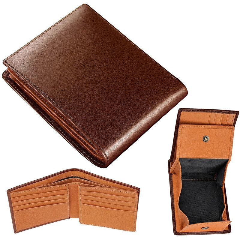 Amazon estilo japonés Lotte bolso de madera para hombres doblado en dos por ciento con bolso de cambio bolso de cuero de negocios para hombres