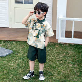 男童夏季新中式汉服轻便凉爽柔软吸汗耐磨国风两件套夏款新款套装