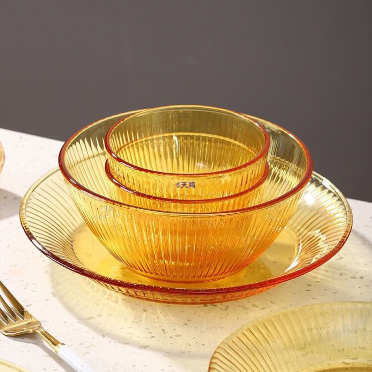 Tableware Set Rice Bowl Noodle Bowl Soup Bowl Glass Bowl Household 2024 New High-Value Bowl and Plate Set Household