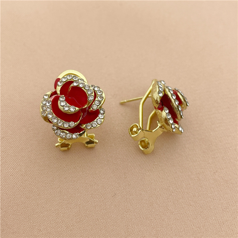 Retro Flower Alloy Enamel Rhinestones Womenu0027S Earrings 1 Pair