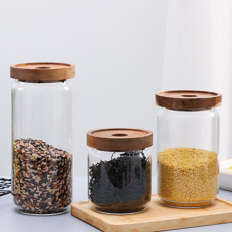 Frasco sellado de vidrio de estilo japonés botella de grado alimenticio frasco de almacenamiento de granos de café a prueba de humedad