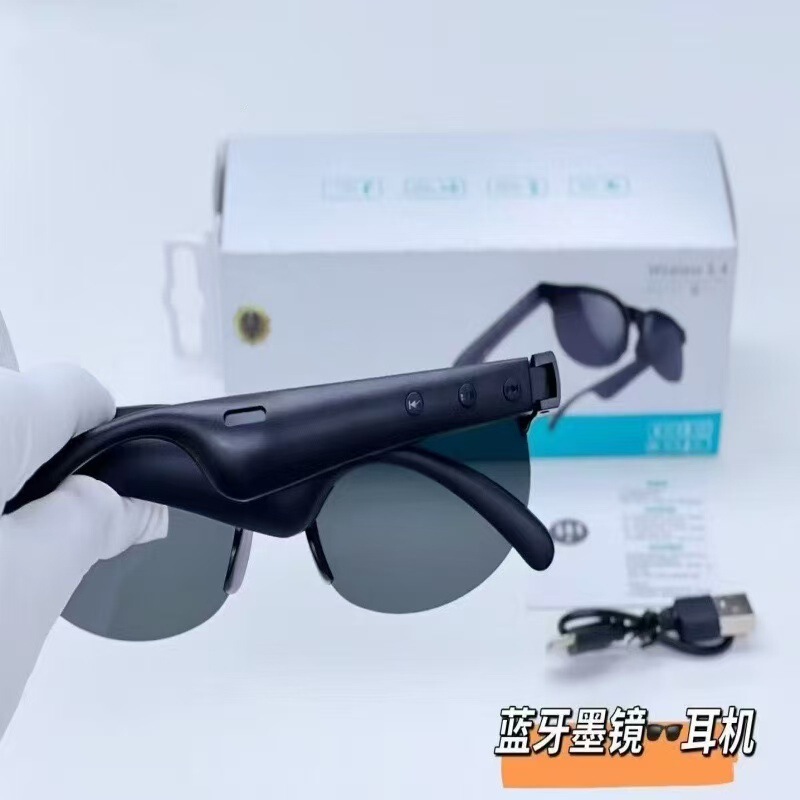 新款跨境蓝牙耳机智能翻译眼镜开线立体声户外运动防晒太阳镜|undefined