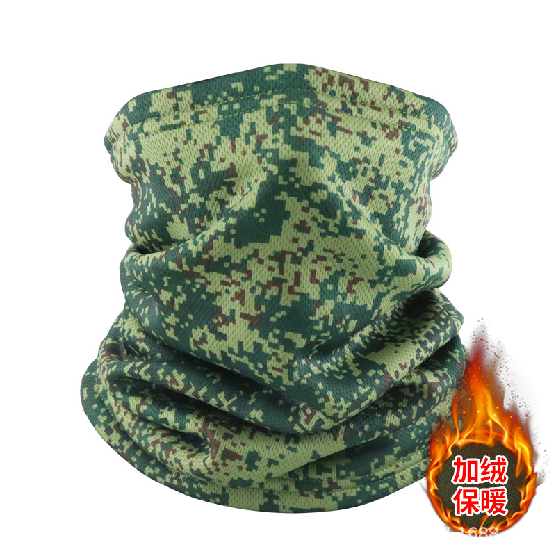 Máscara de invierno transfronteriza con buñuelo de vello grueso turbante de camuflaje para montar al aire libre con cubierta de cuello caliente para esquiar