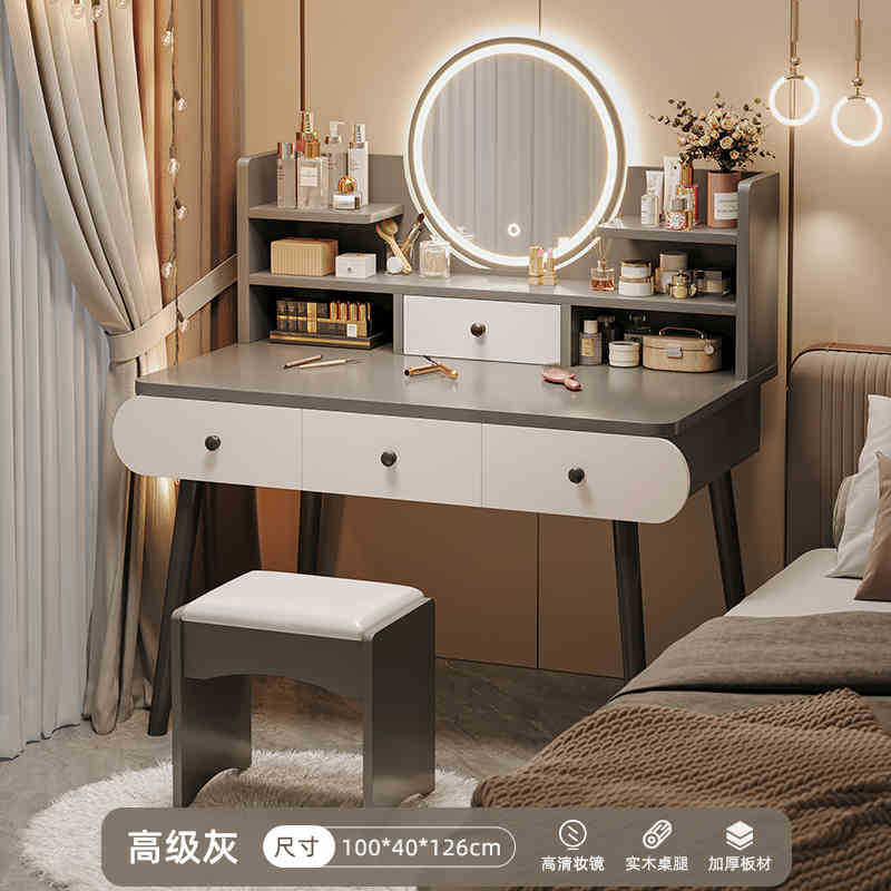 Tocador moderno minimalista nórdico para dormitorio, mesa de maquillaje con espejo, mueble de maquillaje para apartamento pequeño, tocador de celebridad de internet para dormitorio principal, mesa de maquillaje para niña.