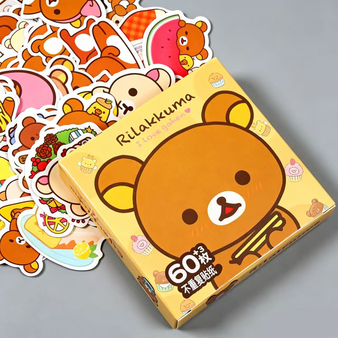 63 pegatinas de caja de regalo para niños encantadores personajes de dibujos animados transfronterizos decoración caliente pegatinas impermeables al por mayor